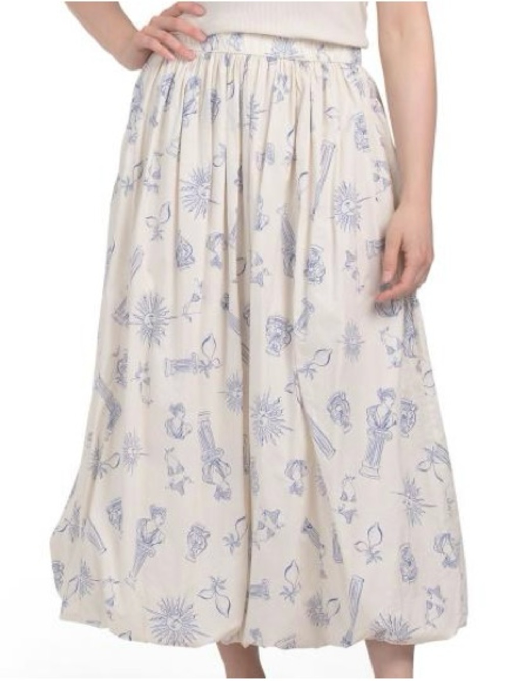 Lucky Brand Cream Midi Bubble Skirt Size XL
